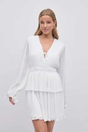 Gina Tricot Pleated dress - korte kjoler - Hvid - 34 - Dame