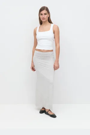 Gina Tricot Soft touch maxi skirt - lange nederdele - Grå - XS - Dame