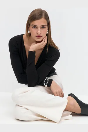 Gina Tricot Waterfall top - Langærmede toppe - Sort - XS - Dame