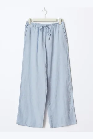 Gina Tricot Tall linen blend trousers - Hørbukser - Blåt - XS - Dame