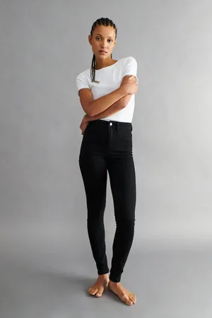 Gina Tricot High waist jeans - Molly highwaist - Sort - XS - Dame