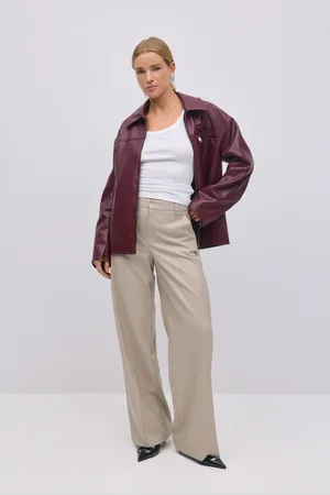 Gina Tricot Wide leg suit trousers - vide habitbukser - beige - 34 - Dame