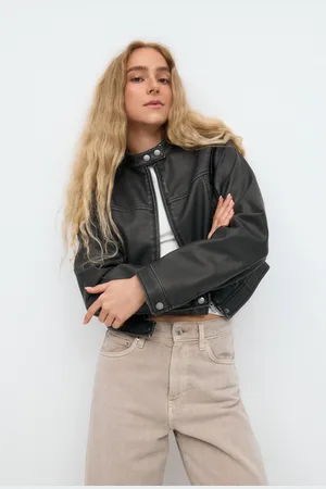 Gina Tricot Short pu jacket - læderjakker - Sort - XS - Dame