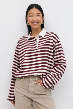 Gina Tricot Collar top - poloshirts - Rødt - XS - Dame