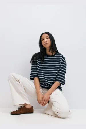 Gina Tricot Basic boxy tee - t-shirts - Blåt - XXS - Dame