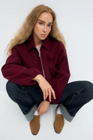 Gina Tricot Short felt jacket - Jakker - Rødt - XS - Dame