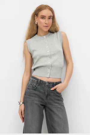 Gina Tricot Knitted vest - Veste - Grå - XS - Dame