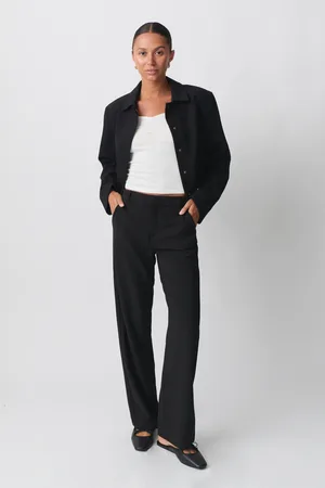 Gina Tricot Straight regular trousers - Habitbukser - Sort - 34 - Dame