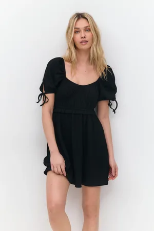 Gina Tricot Puff sleeve dress - korte kjoler - Sort - XXS - Dame