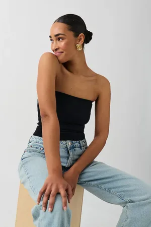 Gina Tricot Tube top - bandeau-topper - Sort - XXS - Dame
