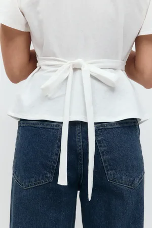 Gina Tricot Tie top - toppe med bindebånd - Hvid - XS - Dame