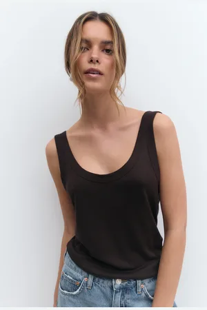 Gina Tricot Rib loose tank - Toppe uden ærmer - Brunt - XS - Dame