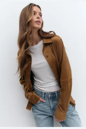 Gina Tricot Faux suede shirt - Skjorter - Brunt - XS - Dame