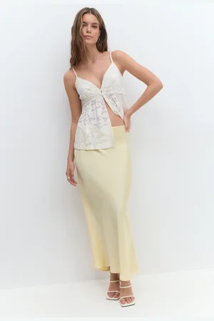 Gina Tricot Satin skirt - satin nederdele - Gult - XS - Dame