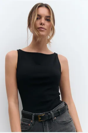 Gina Tricot Boatneck tanktop - Toppe uden ærmer - Sort - XS - Dame
