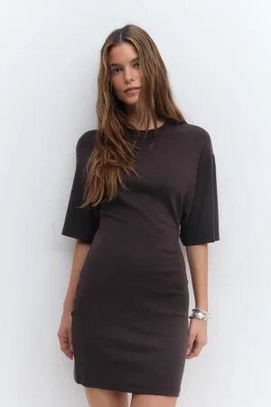 Gina Tricot Tee dress - korte kjoler - Brunt - XS - Dame