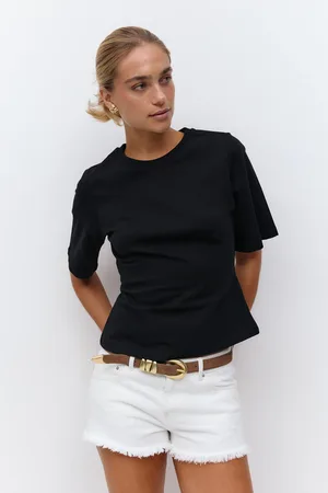 Gina Tricot Fitted tee - t-shirts - Sort - XS - Dame