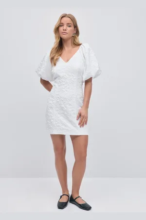 Gina Tricot Brocade dress - korte kjoler - Hvid - 32 - Dame