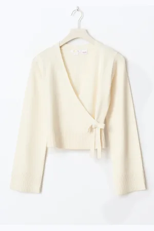 Gina Tricot Y wrap cardigan - overdele - Hvid - 134/140 - Pige
