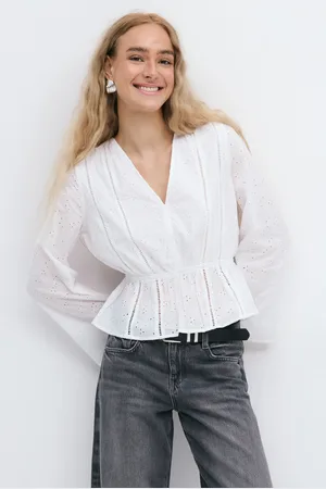 Gina Tricot Anglaise blouse - Bluser - Hvid - XS - Dame