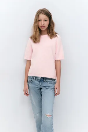 Gina Tricot Y kn short sleeve top - striktrøjer - Pink - 134/140 - Pige