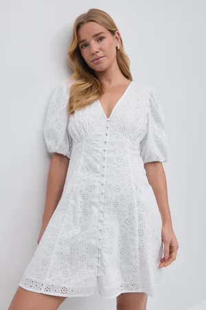 Gina Tricot Broderie anglais dress - korte kjoler - Hvid - 32 - Dame