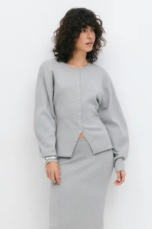 Gina Tricot Knitted sculptured cardigan - Cardigans - Grå - XS - Dame