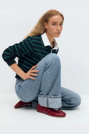 Gina Tricot Collar top - poloshirts - Grønt - XS - Dame