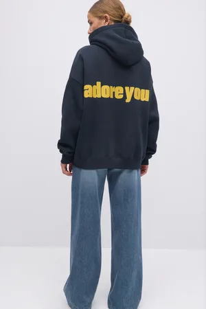 Gina Tricot Oversized print hoodie - hoodies - Blåt - XS - Dame