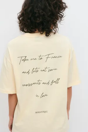 Gina Tricot Oversized print tee - T-shirt med print - Gult - XS - Dame