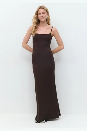 Gina Tricot Maxi slip dress - Lange kjoler - Brunt - XXS - Dame
