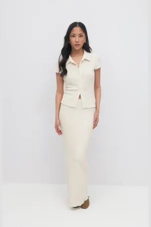 Gina Tricot Maxi skirt - lange nederdele - Hvid - XS - Dame
