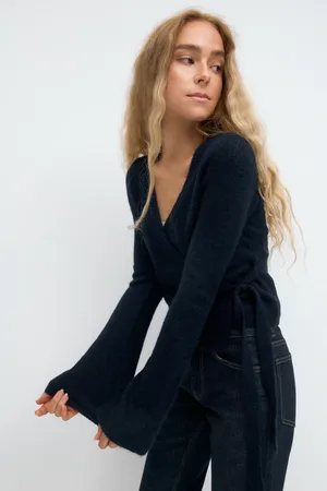Gina Tricot Knitted wrap cardigan - Cardigans - Blåt - XS - Dame