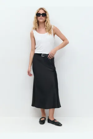 Gina Tricot Satin skirt - satin nederdele - Sort - XS - Dame