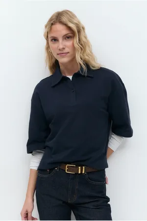 Gina Tricot Polo top - poloshirts - Blåt - XS - Dame