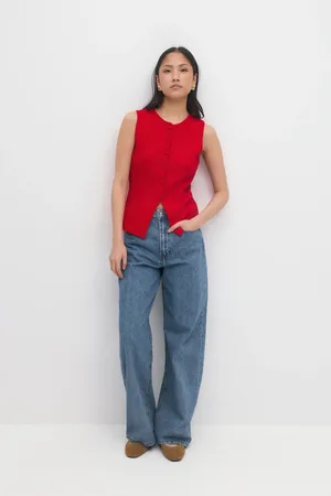 Gina Tricot Baggy wide jeans - Baggy & loose jeans - Blåt - 32 - Dame