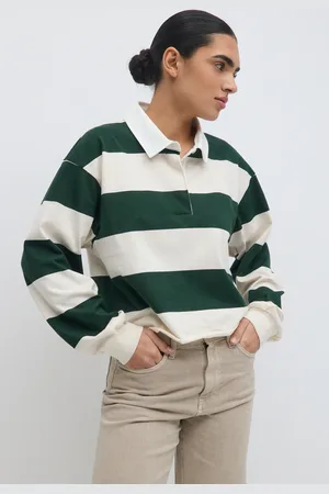 Gina Tricot Collar top - poloshirts - Grønt - XS - Dame