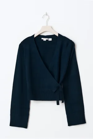 Gina Tricot Y wrap cardigan - overdele - Blåt - 134/140 - Pige