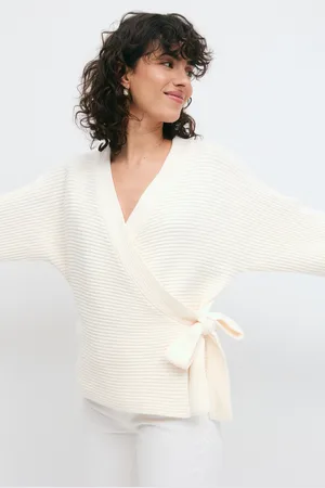 Gina Tricot Chunky knitted wrap cardigan - Cardigans - Hvid - S - Dame