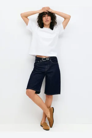 Gina Tricot Baggy denim shorts - Denim shorts - Blåt - 32 - Dame