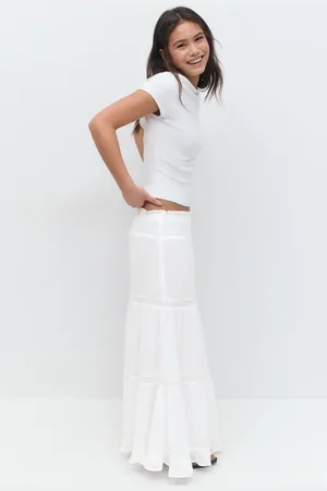 Gina Tricot Y scandi maxi skirt - Nederdele - Hvid - 134/140 - Pige
