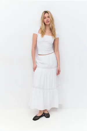 Gina Tricot Lace maxi skirt - lange nederdele - Hvid - XS - Dame