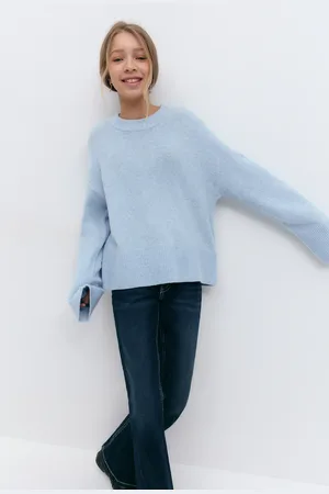 Gina Tricot Y knitted sweater - striktrøjer - Blåt - 134/140 - Pige