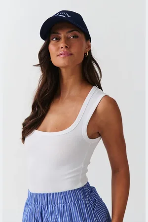 Gina Tricot Square neck tank - Toppe uden ærmer - Hvid - XS - Dame