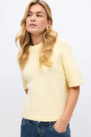 Gina Tricot Knitted top - Kortærmede strikkede trøjer - Gult - XS - Dame