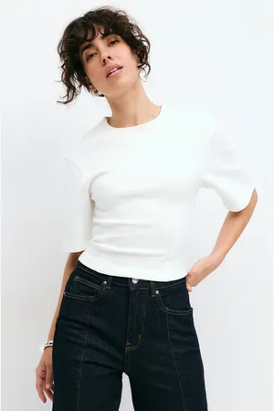 Gina Tricot Fitted top - Toppe - Hvid - XS - Dame