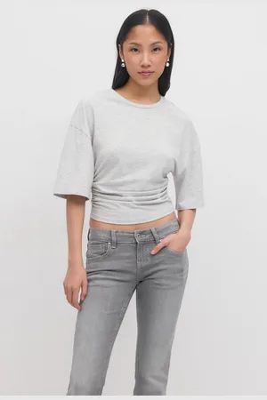 Gina Tricot Soft touch ruched tee - t-shirts - Grå - XXS - Dame