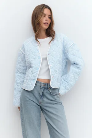 Gina Tricot Quilted jacket - Jakker - Blåt - XS - Dame