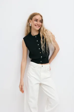 Gina Tricot Knitted vest - Veste - Sort - XS - Dame