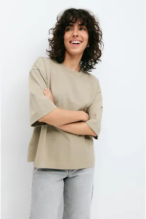 Gina Tricot Basic boxy tee - t-shirts - Grønt - XXS - Dame